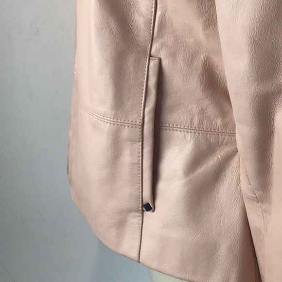 Black Rivet Blush Pink Retro Leather Moto Jacket Size Large - Picture 3 of 14